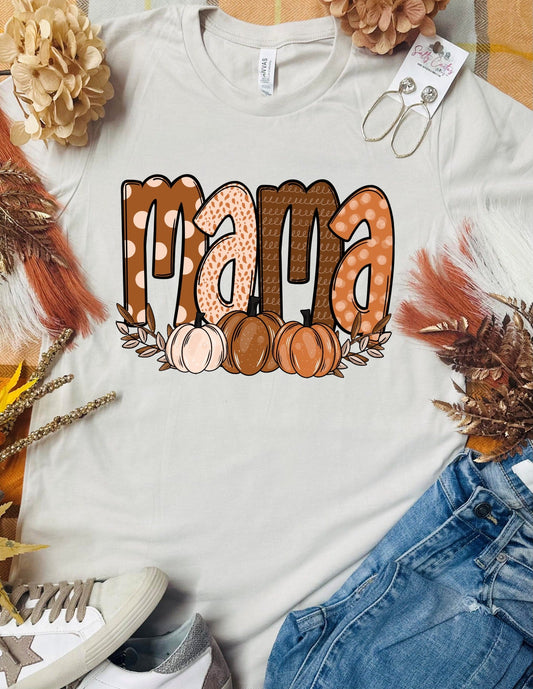 Mama Fall Pumpkins Tan Tee