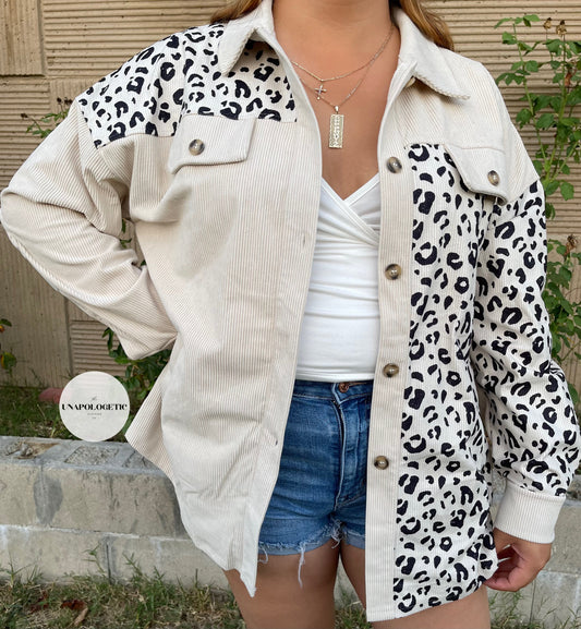 Half Leopard Corduroy Jacket - WS