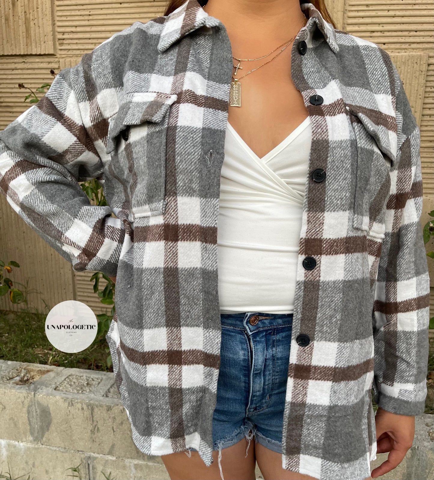 Plaid Button Up With Front Pockets -WS