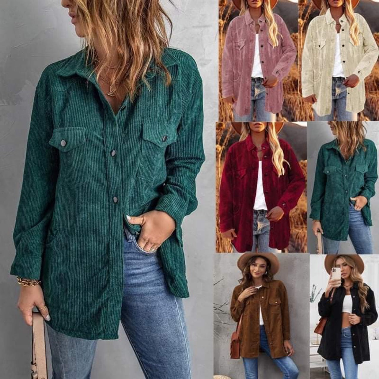 Button Up Lightweight Corduroy Jacket -WS