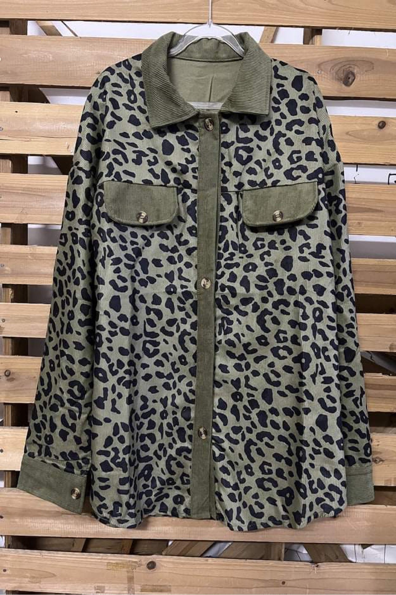 Full Leopard Print Lightweight Corduroy Jacket -WS