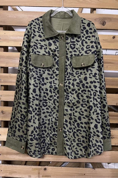 Full Leopard Print Lightweight Corduroy Jacket -WS