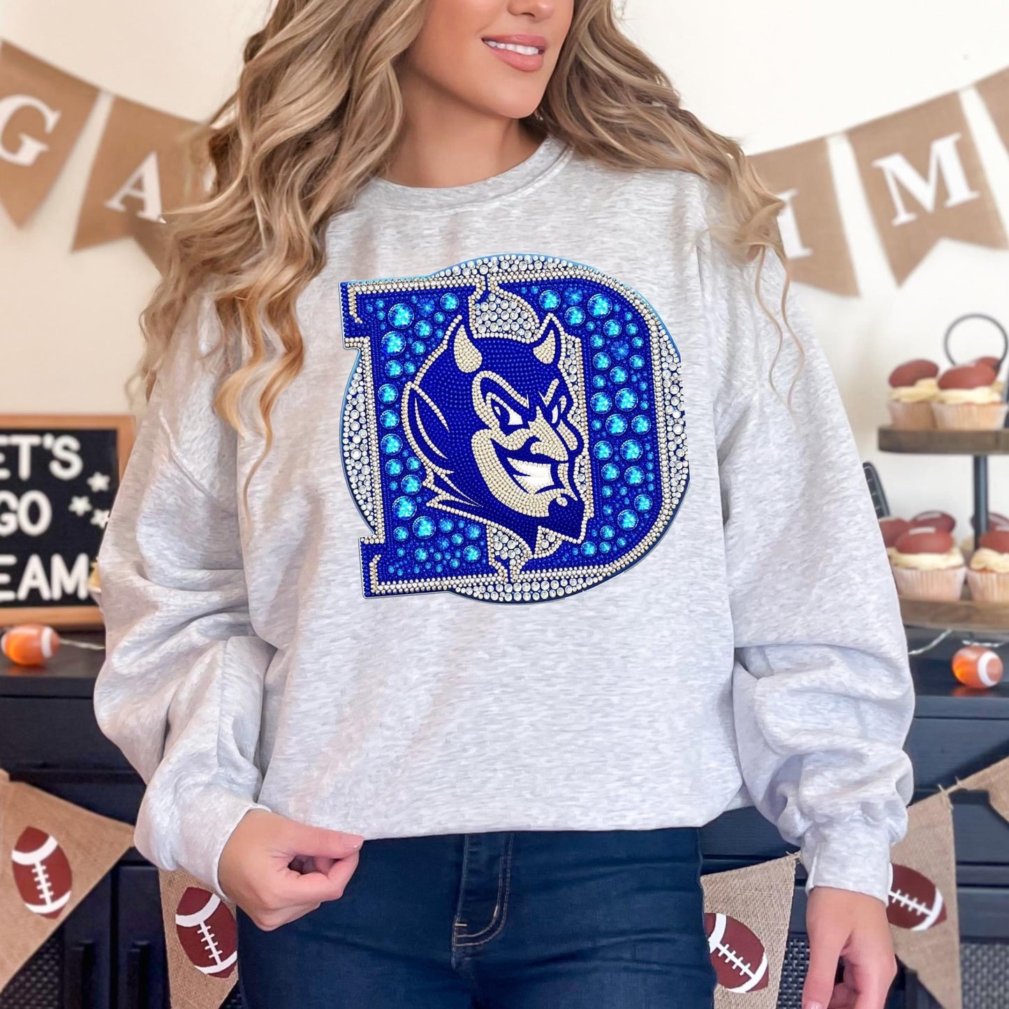 Glitzy football 🏈✨ tee  • long sleeve • crew (read description)