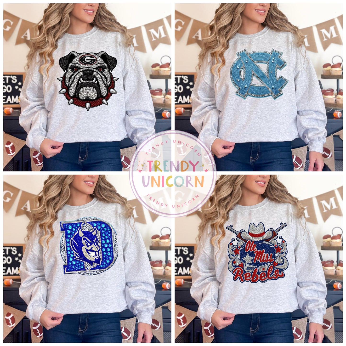 Glitzy football 🏈✨ tee  • long sleeve • crew (read description)