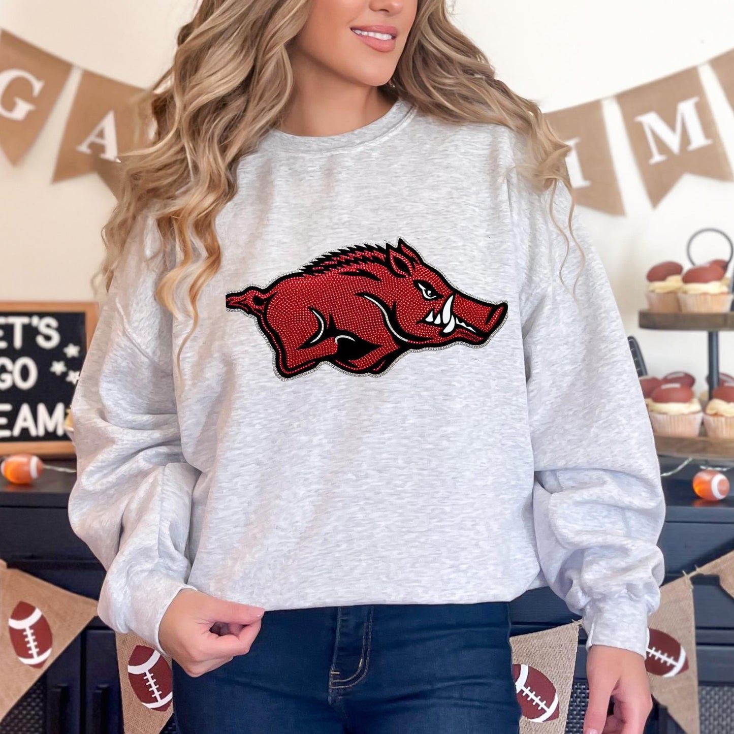 Glitzy football 🏈✨ tee  • long sleeve • crew (read description)