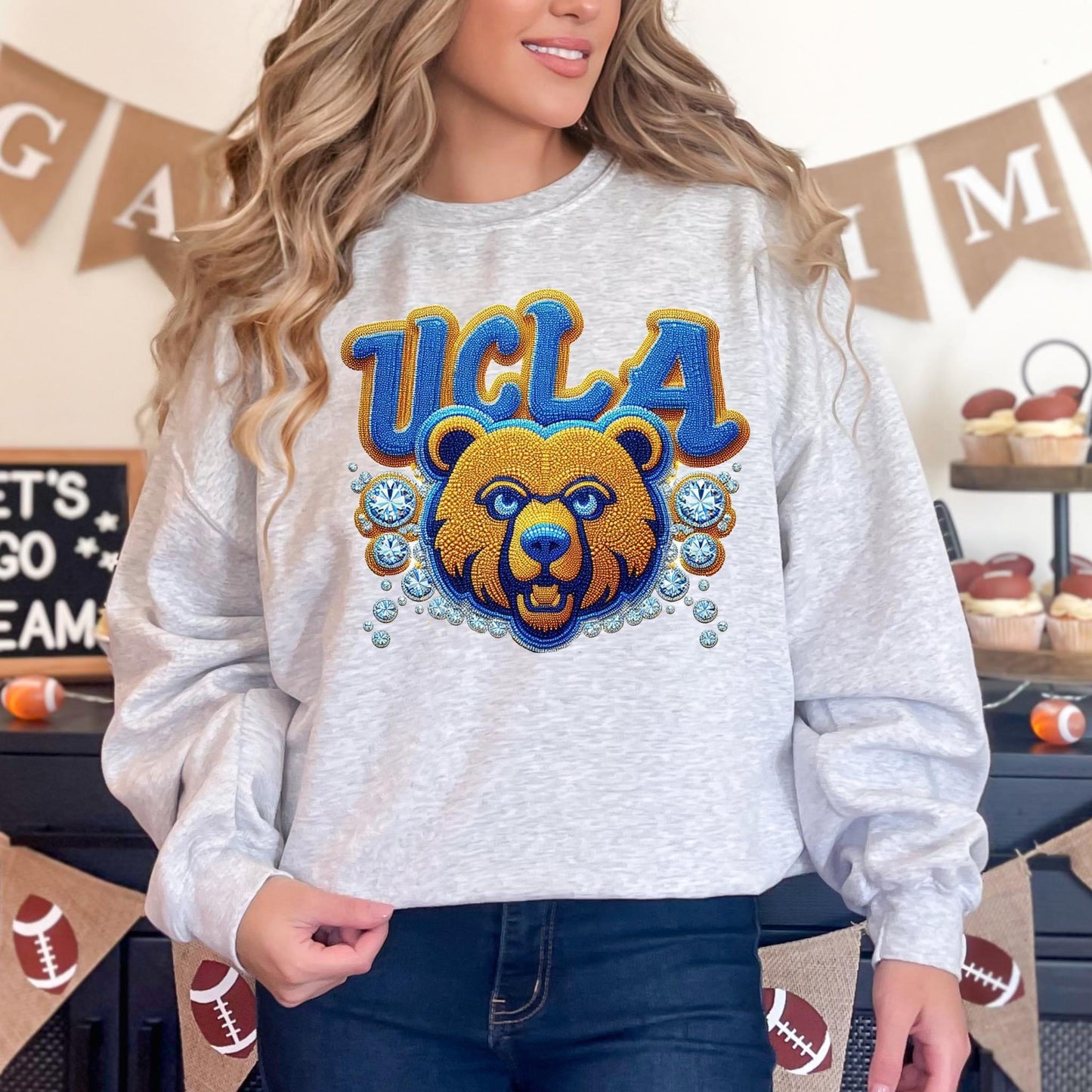 Glitzy football 🏈✨ tee  • long sleeve • crew (read description)