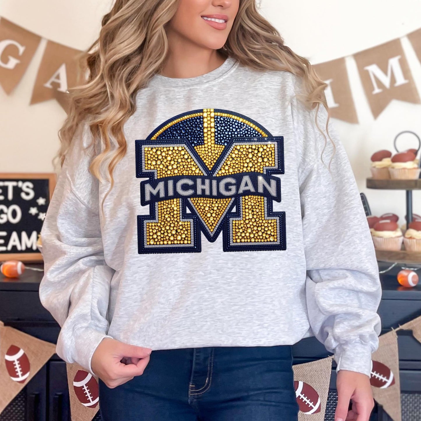 Glitzy football 🏈✨ tee  • long sleeve • crew (read description)