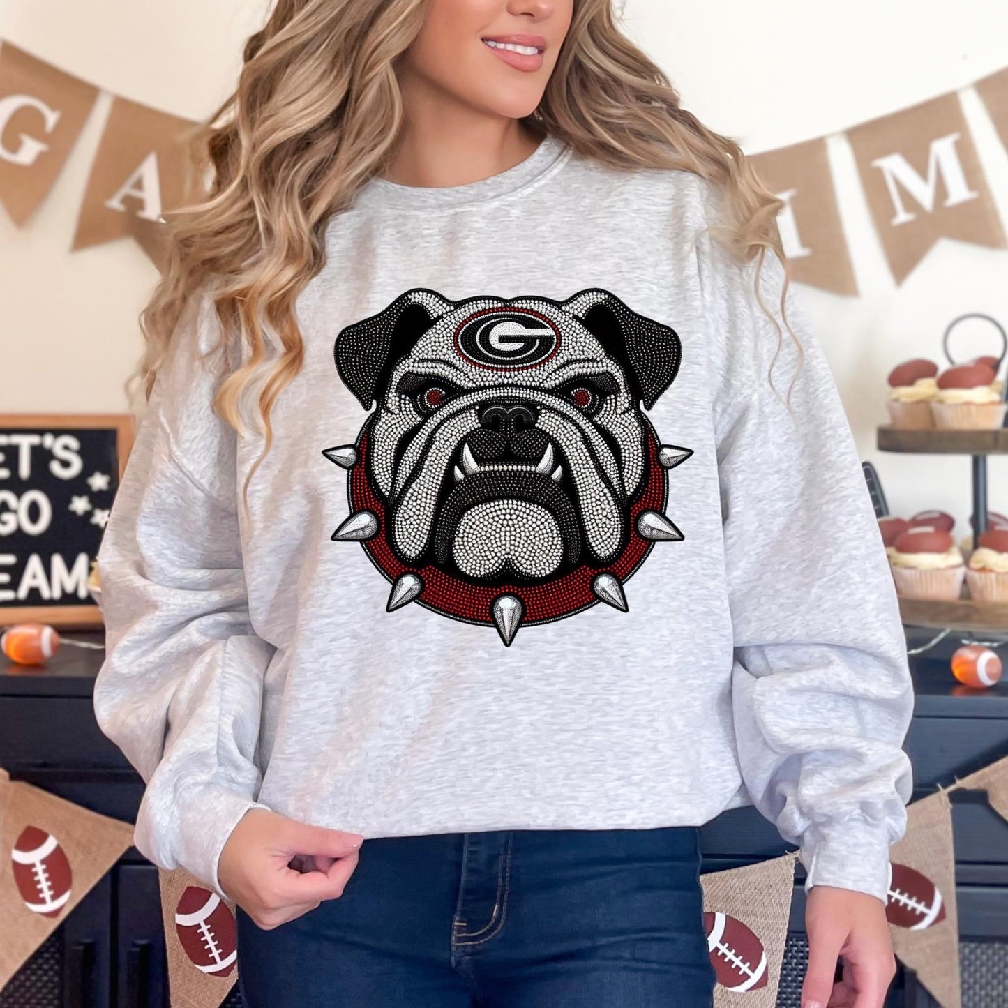 Glitzy football 🏈✨ tee  • long sleeve • crew (read description)