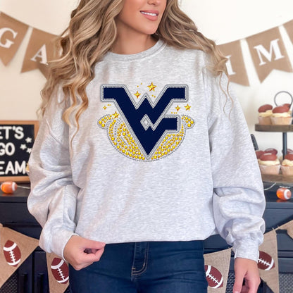 Glitzy football 🏈✨ tee  • long sleeve • crew (read description)