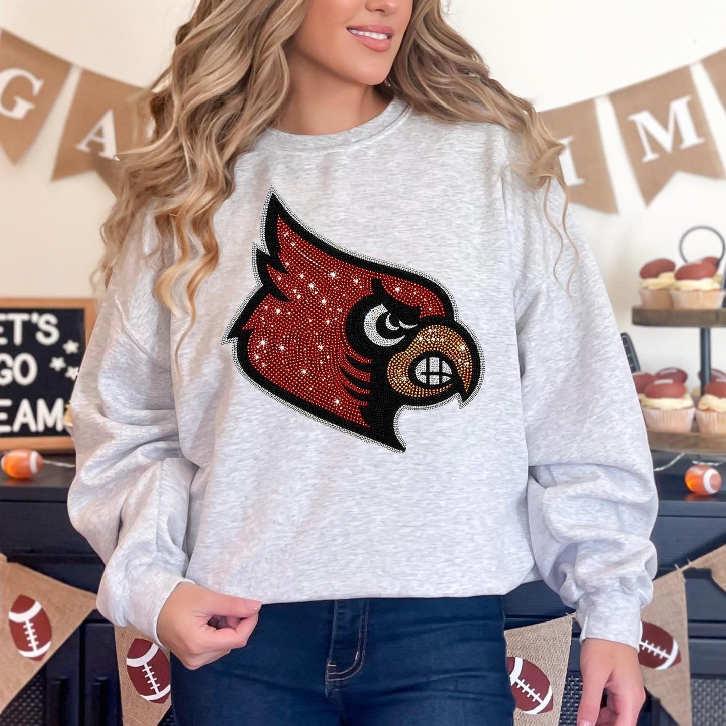 Glitzy football 🏈✨ tee  • long sleeve • crew (read description)