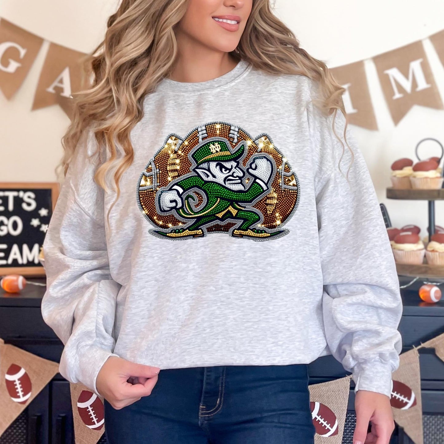 Glitzy football 🏈✨ tee  • long sleeve • crew (read description)