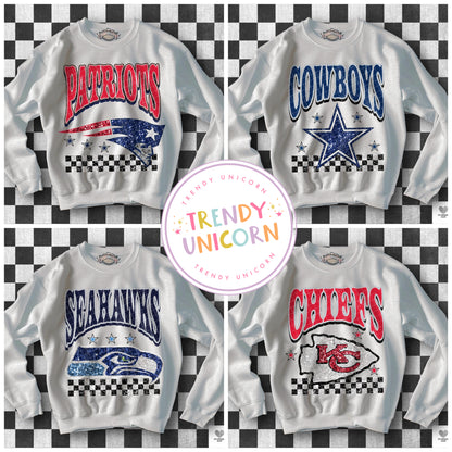 🏁Checkered football🏈 tee  • long sleeve • crew (read description)